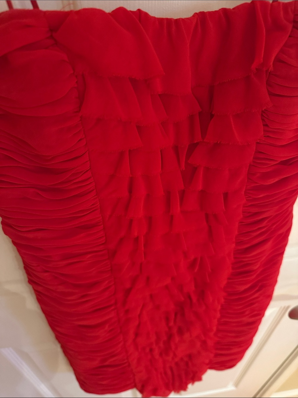 Cache Red Ruffle Spaghetti Strap Mini Dress size 2 - Picture 2 of 5
